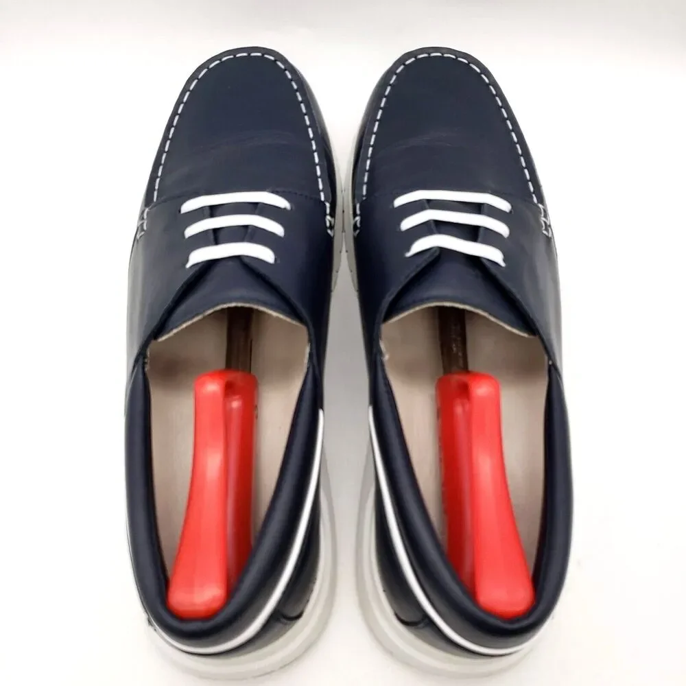 Porsche Design Boatshoe 2.0 Calf Loafer Men's 11.5 Leather Boat Shoes Navy Blue